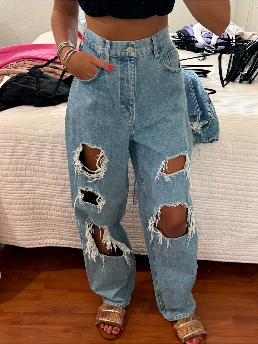 Urban Outfitters Light Blue Distressed Boyfriend Jeans
